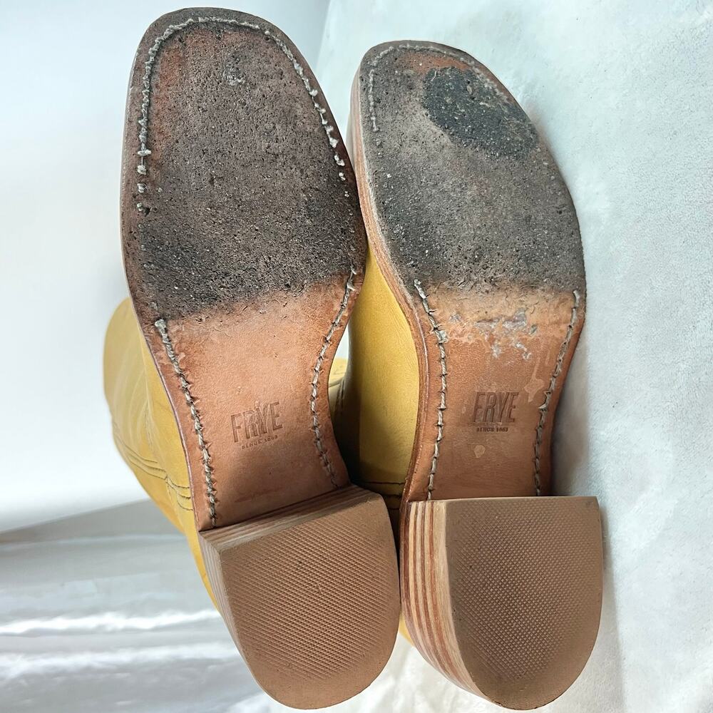 FRYE Campus Boots 14L Banana Tall Leather Pull On Womens Size 8 M - Picture 10 of 17